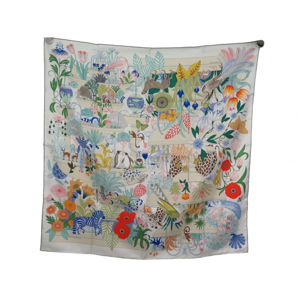 NEUF FOULARD HERMES PRECIOUS PARADISE H004094S K. SCOTT CARRE 90 SOIE SACRF 495€