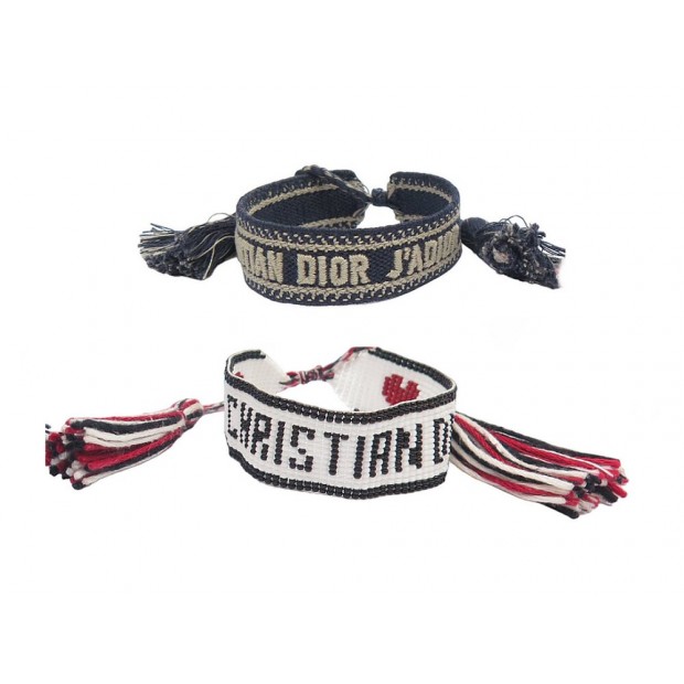 NEUF SET CHRISTIAN DIOR DE 2 BRACELETS B0647ADRRS 16-23 NEW BANGLES STRAP 350€