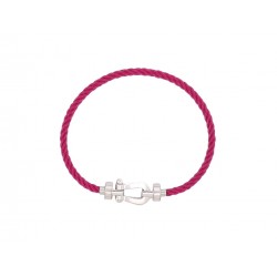 BRACELET FRED FORCE 10 MM OR BLANC 18K + CABLE ACIER ROSE 16CM GOLD BANGLE 2580€