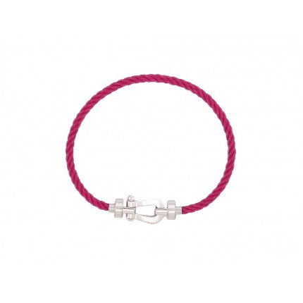 BRACELET FRED FORCE 10 MM OR BLANC 18K + CABLE ACIER ROSE 16CM GOLD BANGLE 2580€