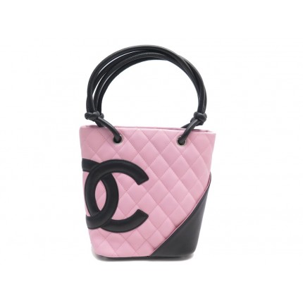 NEUF SAC A MAIN CHANEL CAMBON SHOPPING PM CUIR MATELASSE NOIR & ROSE BAG 2800€