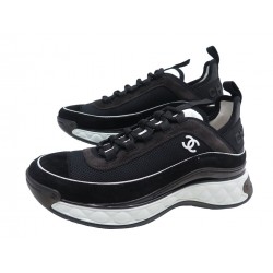 NEUF CHAUSSURES CHANEL BASKETS LOW TOP TRAINER LOGO CC 38 SNEAKERS SHOES 1250€