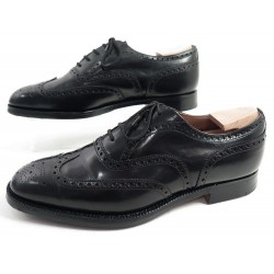 CHAUSSURES CHURCH'S WINGATE RICHELIEU 7F 41 CUIR NOIR BOUTS FLEURIS SHOES 520€