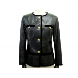 NEUF VESTE CHANEL P61896 BOUTON SCARABEES 34 36 S CUIR FACON LEZARD JACKET 9950€