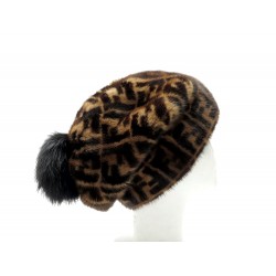 NEUF BONNET FENDI MONOGRAMME ZUCCA FNX085 S FOURRURE RENARD VISON NEW CAP FUR