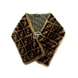 NEUF ECHARPE FENDI MONOGRAMME ZUCCA LOGO F FOURRURE RENARD VISON FUR SCARF 3500€