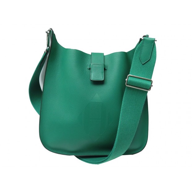 SAC A MAIN HERMES EVELYNE SELLIER 29 CUIR EPSOM VERT VERTIGO BANDOULIERE 4200€