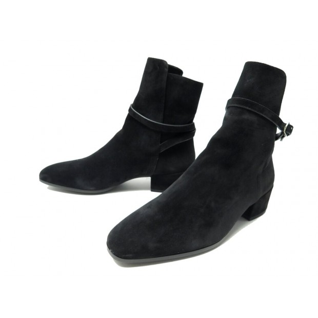 NEUF CHAUSSURES SAINT LAURENT BOTTINES CLEMENTI 586552 39 DAIM NOIR SHOES 995€