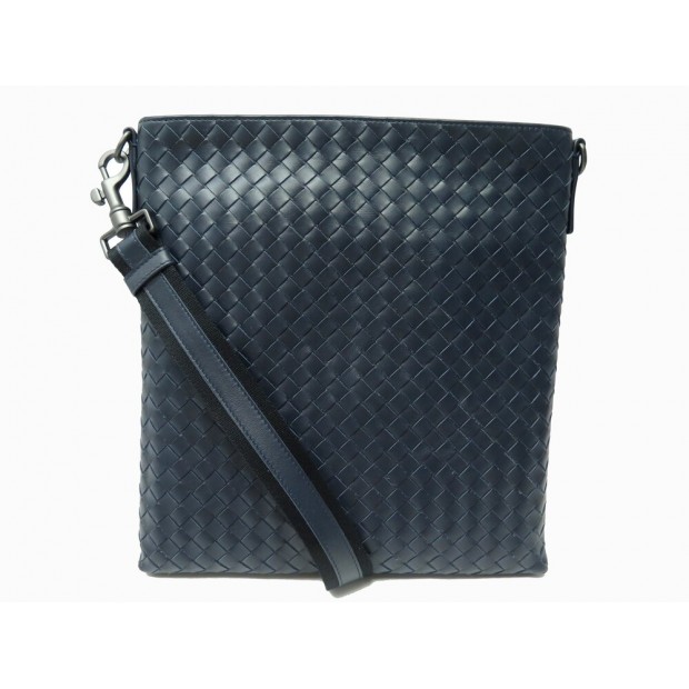 NEUF SAC BOTTEGA VENETA 276357 MESSENGER CUIR INTRECCIATO BLEU BANDOULIERE 1800€