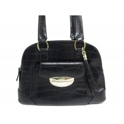 SAC A MAIN LANCEL ADJANI GM EN CUIR FACON CROCODILE NOIR LEATHER HAND BAG 1250€