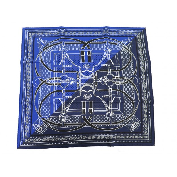 NEUF FOULARD HERMES GRAND MANEGE BANDANA CARRE 55 CM D'ORIGNY SOIE + BOITE SCARF