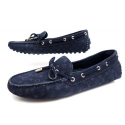 NEUF CHAUSSURES LOUIS VUITTON MOCASSINS DAIM BLEU 