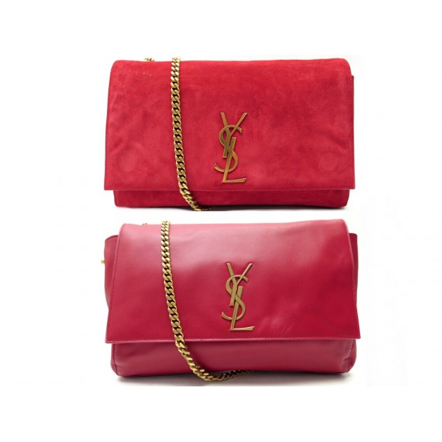 NEUF SAC A MAIN SAINT LAURENT 553804 KATE MEDIUM REVERSIBLE CUIR ROUGE BAG 2100€