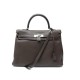 SAC A MAIN HERMES KELLY 35 RETOURNE CUIR TOGO MARRON BANDOULIERE HAND BAG PURSE