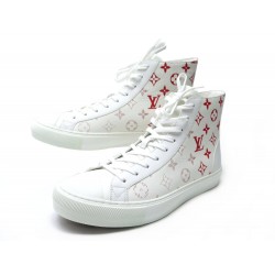 NEUF BASKETS LOUIS VUITTON 1A5Z0C 8.5 42.5 TATTOO SNEAKER BOOT MONOGRAM RED 870€