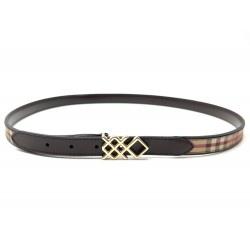 NEUF CEINTURE BURBERRY T100 HAYMARKET 20MM PEMBROKE TARTAN CUIR MARRON BELT 350€