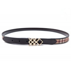 NEUF CEINTURE BURBERRY T95 HAYMARKET 20MM PEMBROKE TARTAN CUIR MARRON BELT 350€