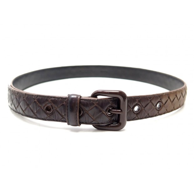 NEUF CEINTURE BOTTEGA VENETTA T75 EN CUIR INTRECCIATO MARRON DEGRADE BELT 550€