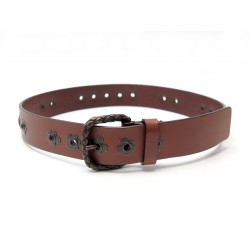 NEUF CEINTURE BOTTEGA VENETA T70 BOUCLE INTRECCIATO CUIR MARRON FLEURS BELT 550€