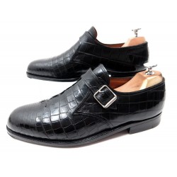 CHAUSSURES JM WESTON 581 MOCASSINS A BOUCLES 8D 42 CUIR DE CROCODILE NOIR 3900€