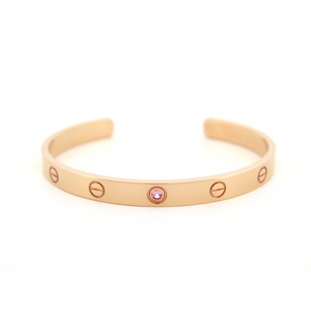 NEUF BRACELET CARTIER LOVE 1 SAPHIR ROSE JONC OUVERT OR 18K 27.6GR BANGLE 6300€