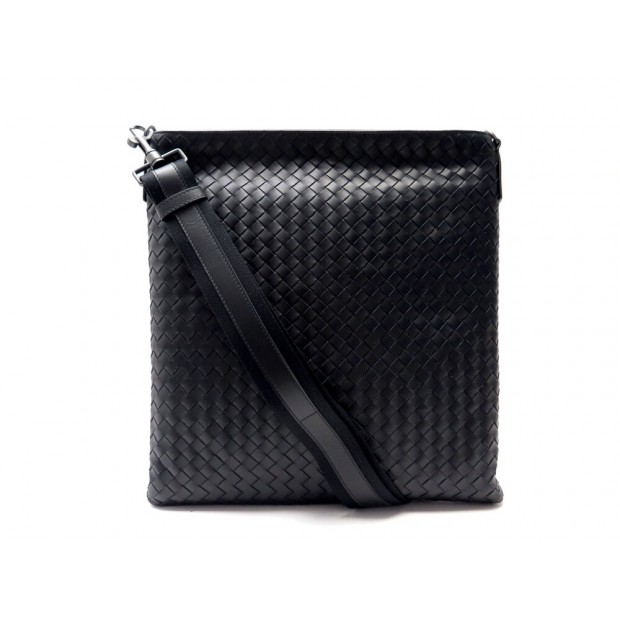 NEUF SAC BOTTEGA VENETA MESSENGER CUIR INTRECCIATO GM NOIR BANDOULIERE 1580€