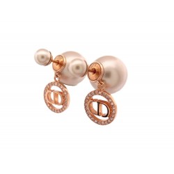 NEUF BOUCLES D'OREILLES DIOR TRIBALES LOGO CD STRASS PENDANTES EARRINGS 450€