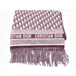 NEUF PLAID CHRISTIAN DIOR OBLIQUE LOGO BORDEAUX EN LAINE ANGORA COUVRE LIT 1290€