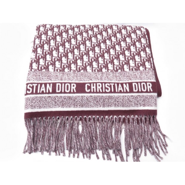 NEUF PLAID CHRISTIAN DIOR OBLIQUE LOGO BORDEAUX EN LAINE ANGORA COUVRE LIT 1290€