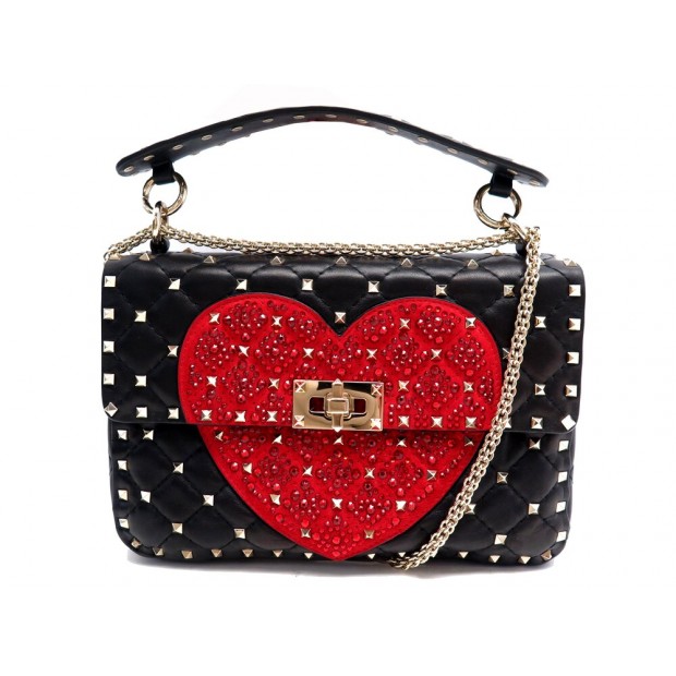 NEUF SAC A MAIN VALENTINO ROCKSTUD SPIKE PAILLETTES M BANDOULIERE HAND BAG 2600€