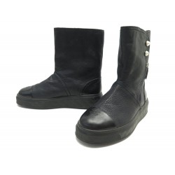 NEUF CHAUSSURES CHANEL BOTTINES FOURREES G33913 39.5 CUIR SHOES BOOTS 1550€