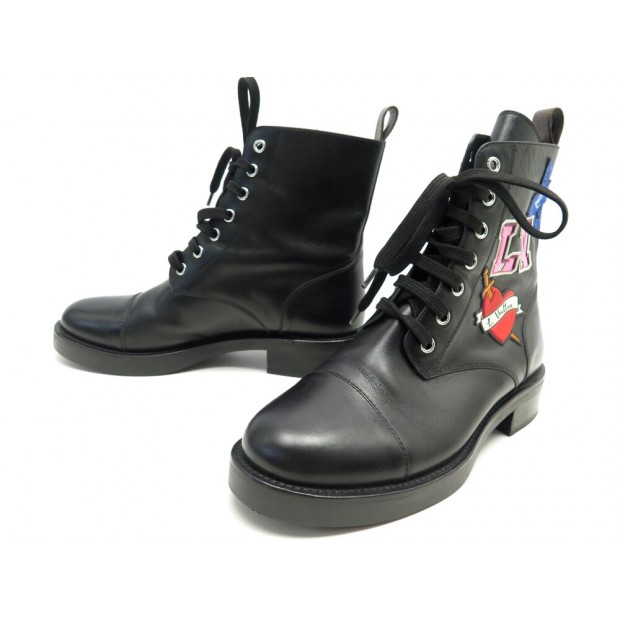 NEUF CHAUSSURES LOUIS VUITTON BOTTINES LAUREATE PATCHS LOGO COEUR 38 SHOES 1290€