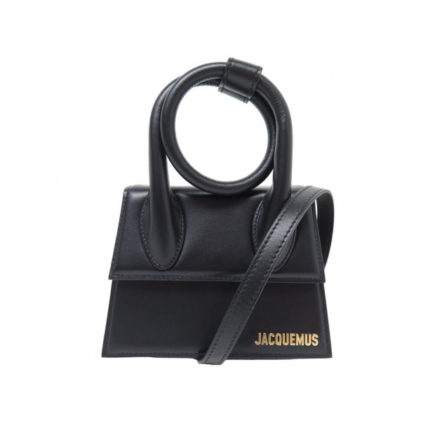 NEUF SAC A MAIN JACQUEMUS LE CHIQUITO NOEUD BANDOULIERE CUIR NOIR HAND BAG 790€