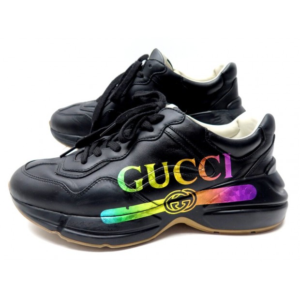 CHAUSSURES BASKETS GUCCI 552851 RHYTON IRIDESCENT LOGO 6.5 40.5 SNEAKERS 920€