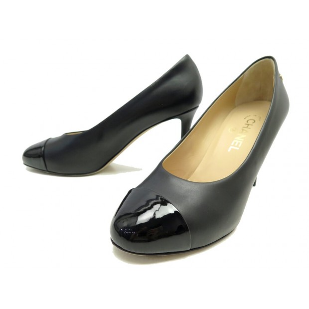 NEUF CHAUSSURES CHANEL G33302 39 ESCARPINS EN CUIR NOIR LEATHER SHOES 1190€