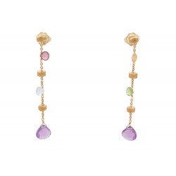 NEUF BOUCLES D'OREILLES PENDANTES MARCO BICEGO PARADISE EN OR JAUNE TOPAZE 1120€