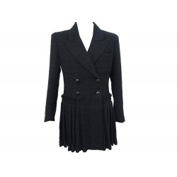 NEUF VESTE ROBE CHANEL P64017 M 40 EN TWEED VOLANTE FILS METALISES JACKET 10000€