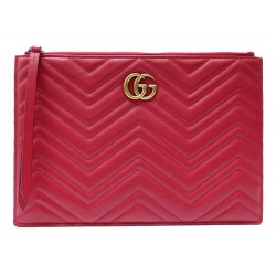 SAC POCHETTE A MAIN GUCCI 476440 MARMONT LOGO GG CUIR MATELASSE ROUGE POUCH 750€