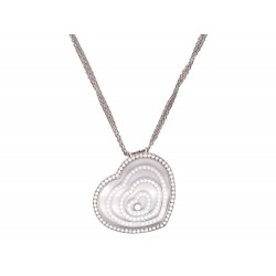 COLLIER CHOPARD HAPPY SPIRIT 79/5523 4 COEURS 154 DIAMANTS 2 OR BLANC NECKLACE