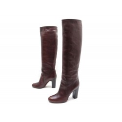 NEUF BOTTES MICHEL VIVIEN CUIR MARRON 38 