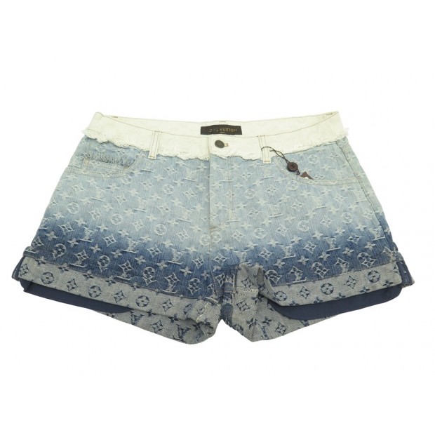 NEUF SHORT LOUIS VUITTON DENIM MONOGRAM EFFET OMBRE WRPA04DAX 42 L SHORTS 1800€