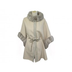 MANTEAU LORO PIANA CAPE SALZBURG TU 36 A 42 CACHEMIRE FOURRURE CHINCHILLA 16100€