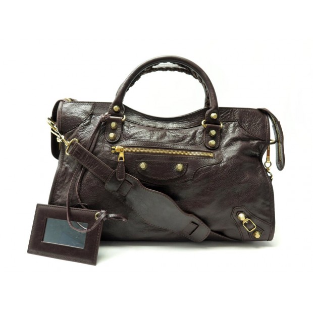 SAC A MAIN BALENCIAGA GIANT CITY 12 281770 BANDOULIERE CUIR MARRON PURSE 2300€