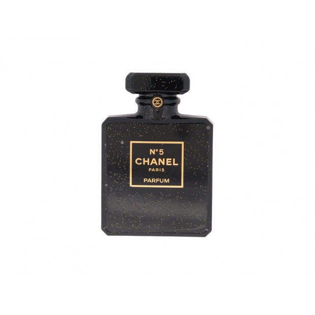 BROCHE CHANEL BOUTEILLE PARFUM NUMERO 5 EN RESINE NOIR BLACK RESIN BROOCH 800€