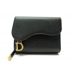 NEUF PORTEFEUILLE CHRISTIAN DIOR SADDLE PORTE MONNAIE EN CUIR NOIR WALLET 540€