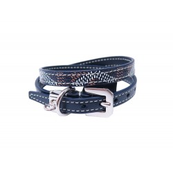 NEUF BRACELET GOYARD EDMOND DOUBLE TOUR TOILE GOYARDINE ET CUIR 16-20 CM BANGLE