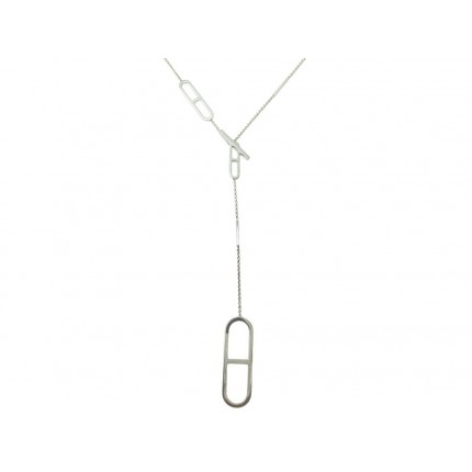 COLLIER HERMES SAUTOIR EVER CHAINE D'ANCRE EN ARGENT 925 37GR SILVER NECKLACE