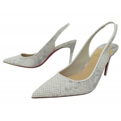 NEUF CHAUSSURES CHRISTIAN LOUBOUTIN ESCARPIN KATE SLING PYTHON 38.5 SHOES 1295€