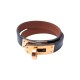 BRACELET HERMES KELLY DOUBLE TOUR S 16 CM EN CUIR BOX NOIR STRAP BANGLE 575€