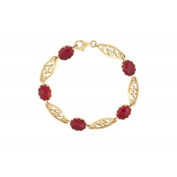 BRACELET MAILLE FILIGRANE SERTIE 5 GRENATS DE PERPIGNAN OR JAUNE 18K 10GR 1590€